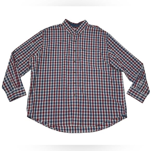 Izod Red Blue Plaid Button Down Long Sleeve Shirt Casual XXL - Picture 1 of 9